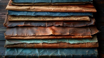 Old parchment on the wood table