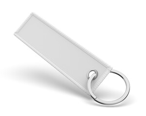 Blank embroidery cloth key tag  keychain and luggage tag template 3d render illustration.