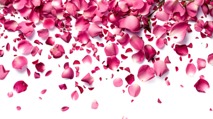 vibrant pink rose flowers petals falling on withe background, png file. Petal rain, Wedding celebration, Valentines day card, romantic overlay