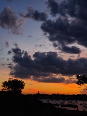sunset sky with moon