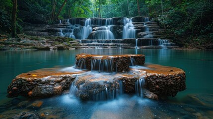 Obraz premium Tranquil Waterfall in Lush Jungle