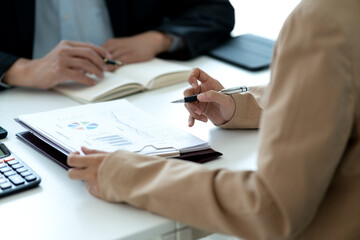 businessman and businesswoman Sitting in the office meeting