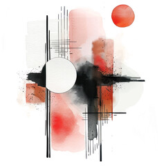 Modernist brush stock watercolor illustration isolated on transparent. png file for art work, posters, posters, cards, holiday decor.