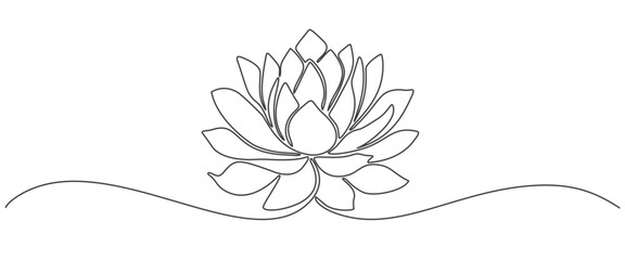 Line art illustration of the lotus flower. linear floral pattern. Vector design of a water lily. The concept of yoga	