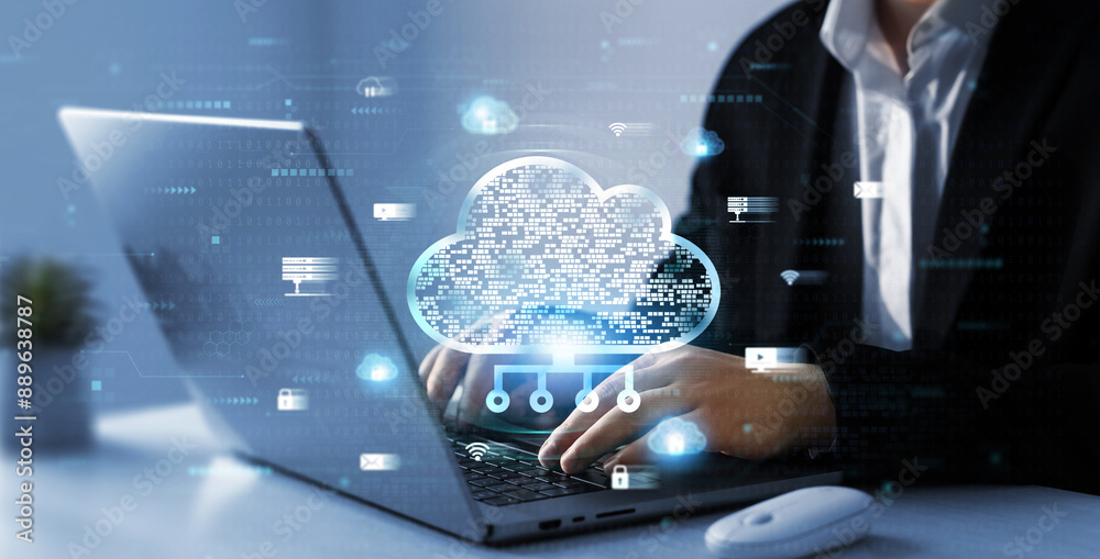 Poster cloud technology, backup and data storage.edge technology.cloud technology computing network. networ