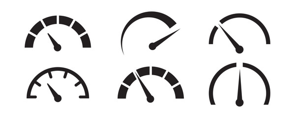 Speedometer, tachometer icon. Internet car speed. Performance concept, Speedometer set. Fast speed sign. Speed indicator sign stock vector.