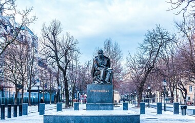 Fototapeta premium Winter scenery in Bratislava, Slovakia