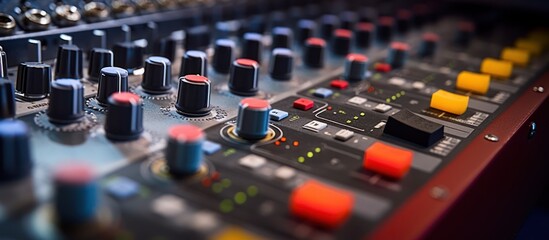 Obraz premium Close-up of a Soundboard Control Panel