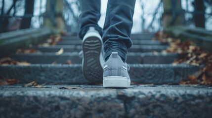 Walking Away on a Stone Staircase