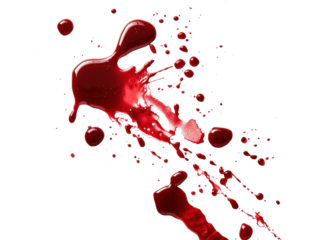 blood liquid splattered on transparent background