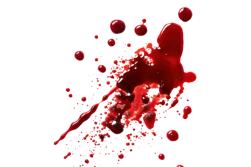 blood liquid splattered on transparent background