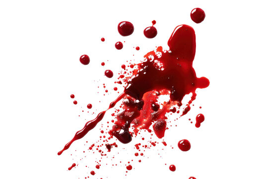 blood liquid splattered on transparent background