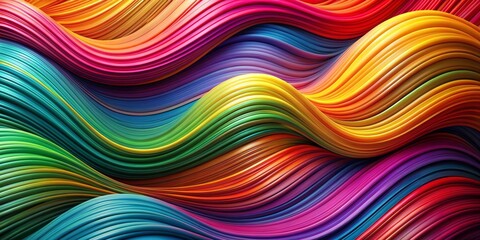Obraz premium Rainbow Swirls A Digital Abstract of Vibrant Hues, 3D Render, Abstract, Waves, Colors, Background