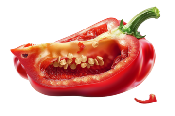 Red Bell Pepper Sliced Open