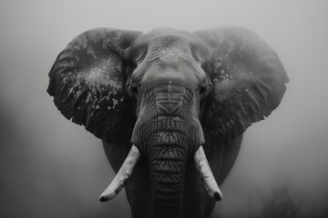 Naklejka premium A close-up of an elephants face on gray background