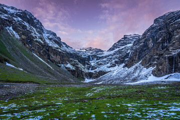 View during sunset from Rupin pass trek campsite.This trek is full of diversity from majestic...