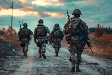 A group of military men returning after completing