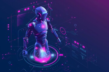 AI Artificial intelligence in humanoid with 3d hologram