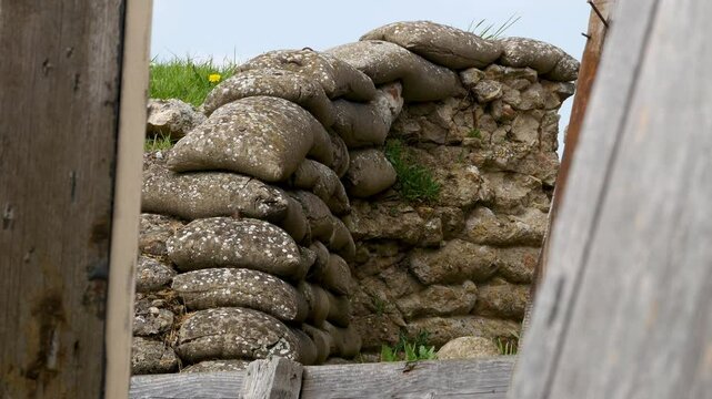 Walking in the World War One remaining location of belgian trenches on the Yser battlefield near Diksmuide : the Dodengang, or Trench of Death 