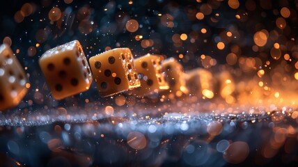 dices falling and scattering chaotically