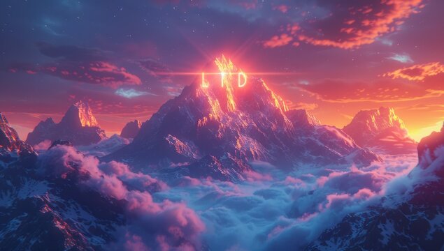 Luminous Mountain Peak at Sunset