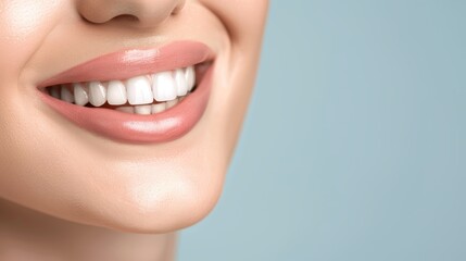 Fototapeta premium A beauty model with smooth skin and a bright smile, showcasing natural makeup, high-resolution photo, realistic photo, hyper realistic