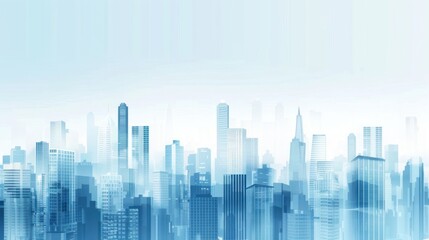 Fototapeta premium Blue Cityscape Skyline Illustration