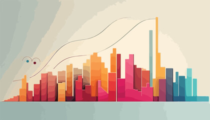 Obraz premium Vector illustration of a city skyline in a flat style. Modern urban landscape.