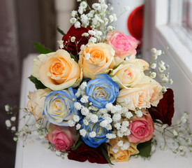Wedding bouquet with different flowers.