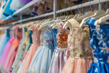 Obraz premium A Row of Delicate Dresses Await Their Little Princesses