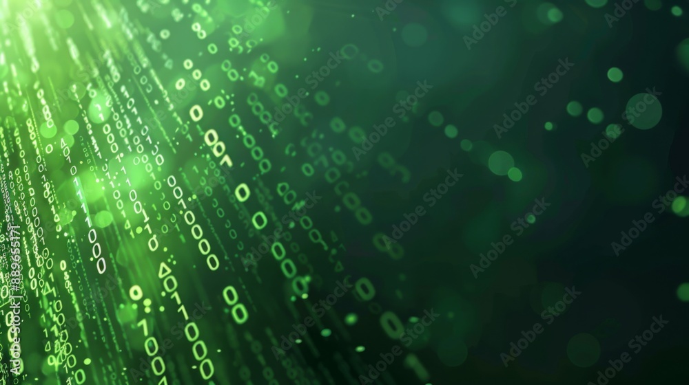 Poster A green digital background with binary code in a stream of light.