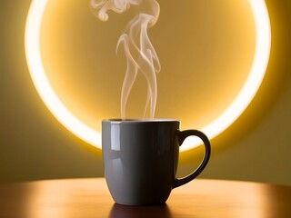 Hot Coffee Cup and Modern Light Art