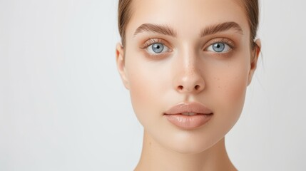 Fototapeta premium A model with flawless skin and a calm, serene expression, high-resolution photo, realistic photo, hyper realistic