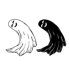 Line sketch, silhouette, ghost stamp. Vector graphics.