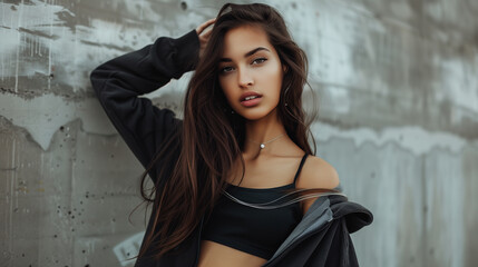 Fototapeta premium Fashion model posing in urban streetwear