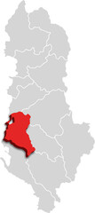Fier MAP COUNTY OF ALBANIA 3D ISOMETRIC MAP