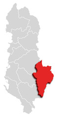 Korçë MAP COUNTY OF ALBANIA 3D ISOMETRIC MAP