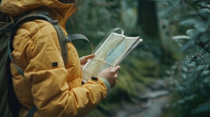 Person in Yellow Jacket with Map