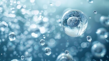  A collection of bubbles hovering above a water surface, adorned with numerous water droplets at their bases