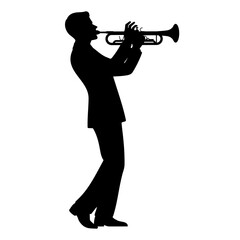 Naklejka premium Silhouette of a man playing the trumpet vector illustration