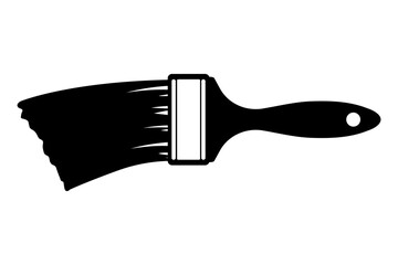 Paintbrush and paint stroke monochrome clip art vector illustration
