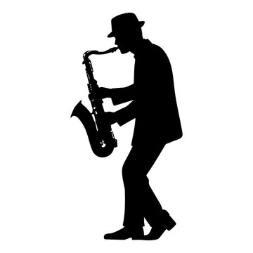 recommend clip art: Silhouette of a man playing the saxophone vector illustration
