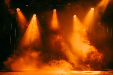Stage light background with orange spotlight illuminated