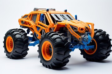 Obraz premium Orange and Blue Monster Truck Toy.