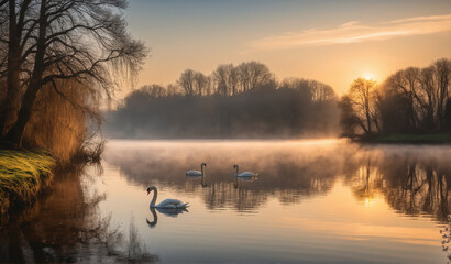 lake with swans
