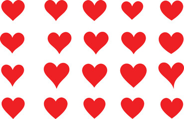 Set of red hearts, Heart, love, romance or valentine's day red heart. Heart vector icons. Artistic red heart love symbols isolated editable vector.	