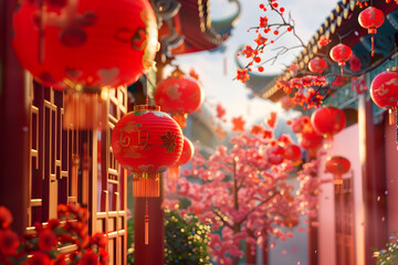 Naklejka premium Chinese New Year celebration and backgrounds in China