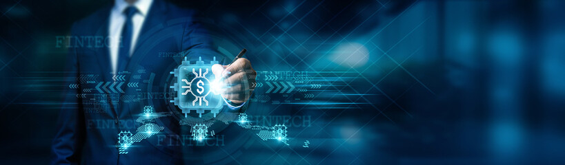 Businessman draw on the power of fintech (financial technology) and its innovative solutions to navigate a global network of financial transactions, digital currencies, and seamless payment systems.