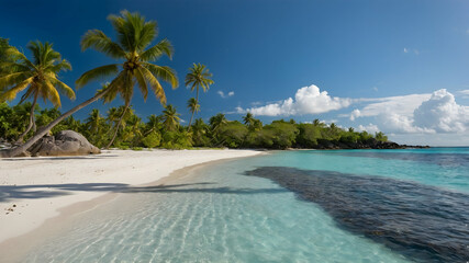 Fototapeta premium A_serene_tropical_island_getaway_with_a_white_sandy_beach