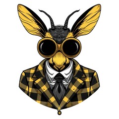 Obraz premium Hornet Retro animal fashion cartoon isolated whitebackground
